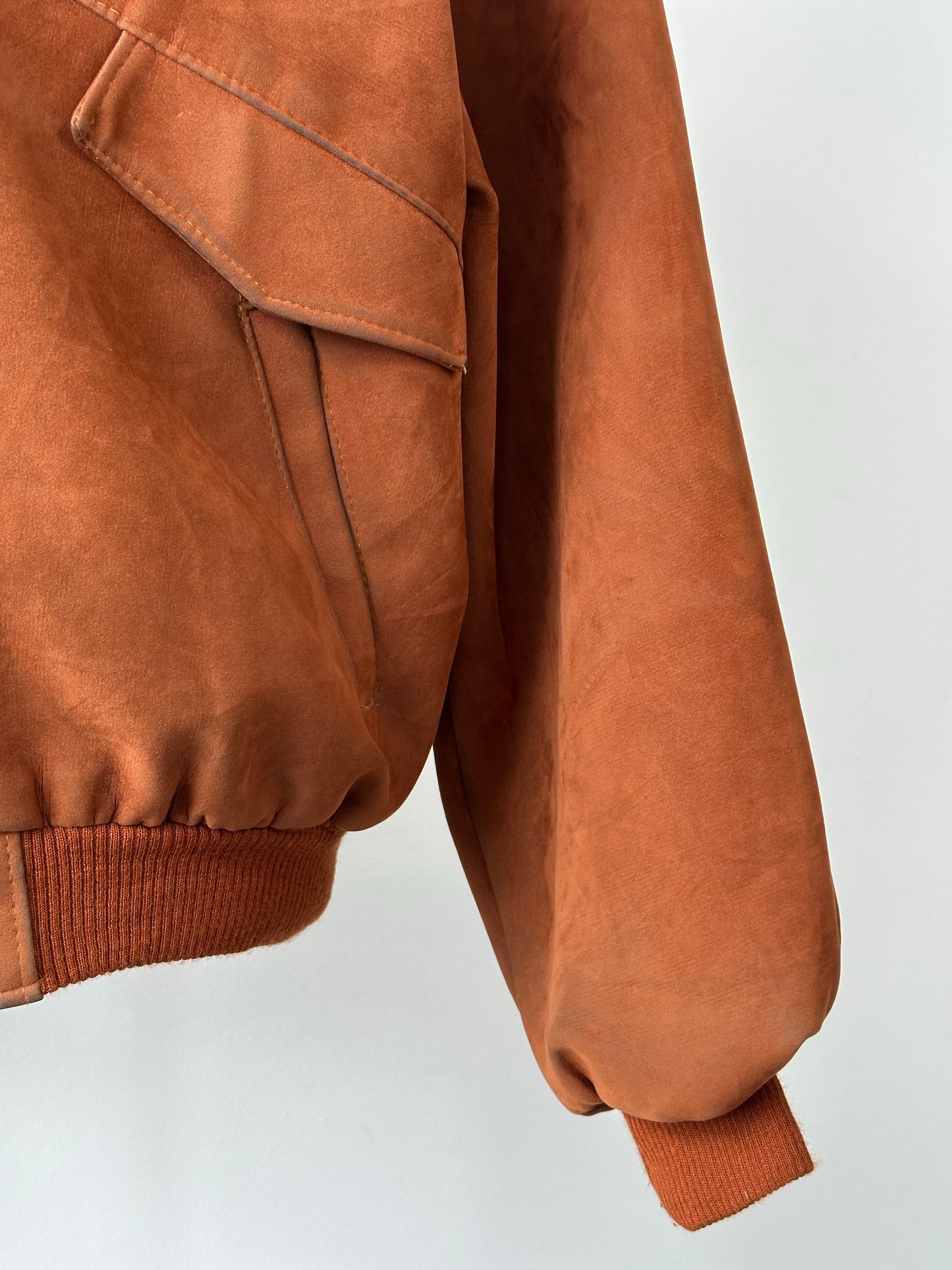 Vintage 1990s Faux Suede Bomber Jacket - M