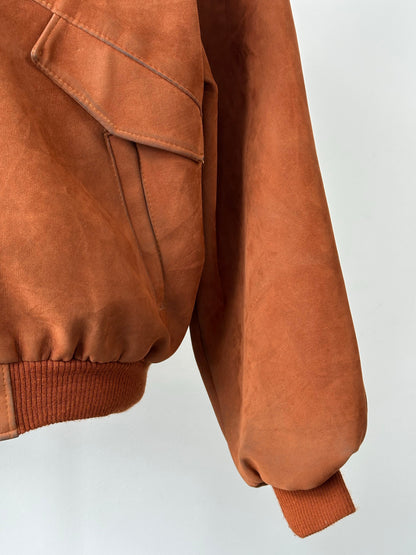 Vintage 1990s Faux Suede Bomber Jacket - M