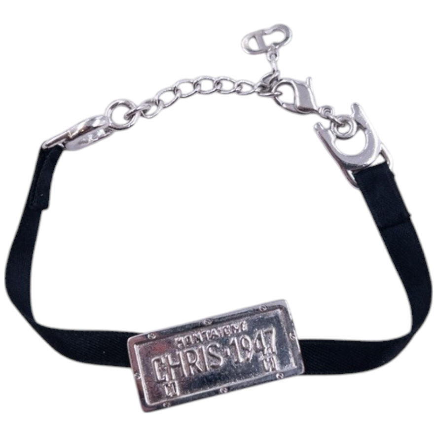 Vintage Dior Licence Plate Ribbon Bracelet