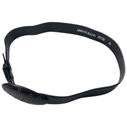 Vintage Armani Jeans Embroidered Leather Belt Size W38