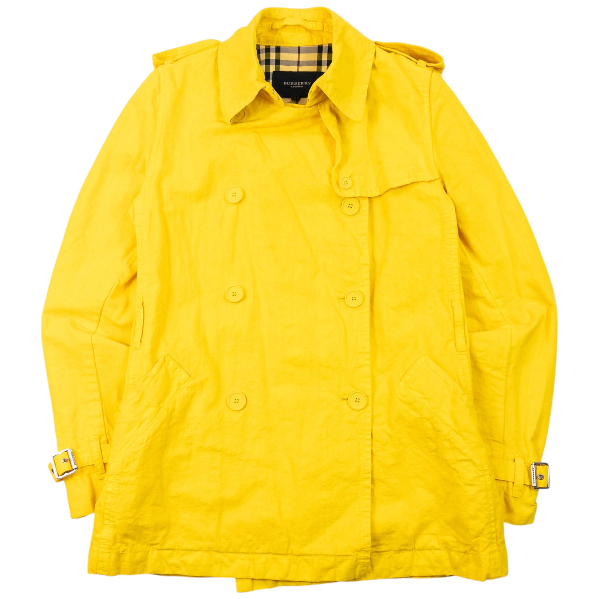 Vintage 2000s Burberry Button Up Trench Jacket Womens Size S | Small, Yellow