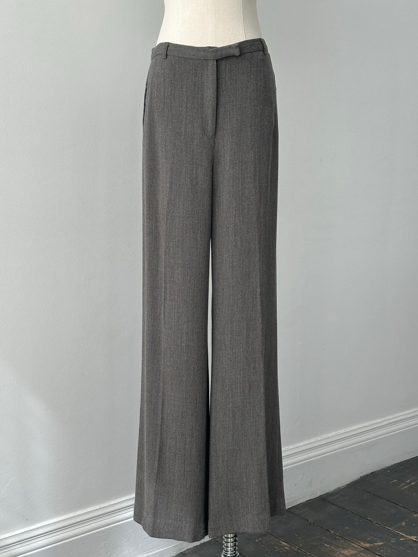 Calvin Klein 2000s Wool Wide Leg Tailored Trousers - W30