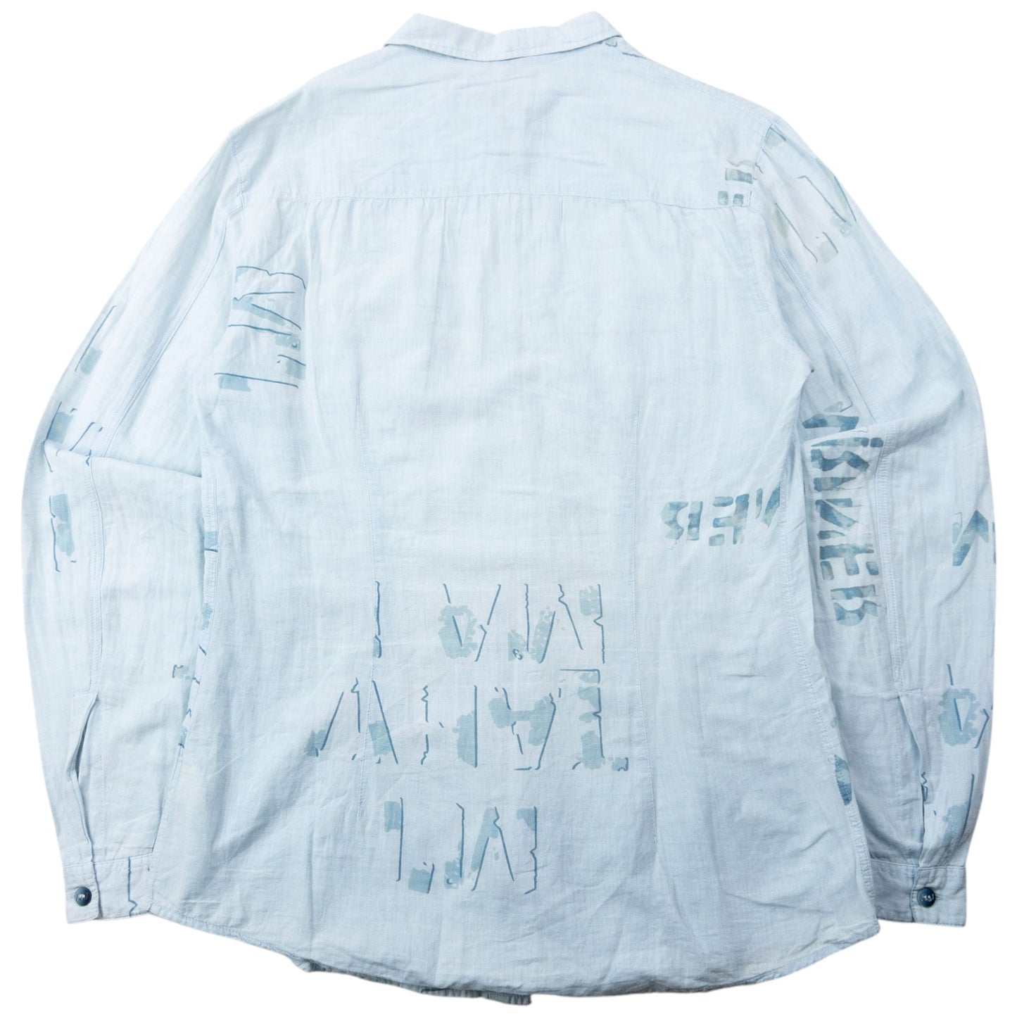 Vintage 2000s Armani Jeans Text Print Long Sleeve Button Up Shirt Size M | Medium, Blue