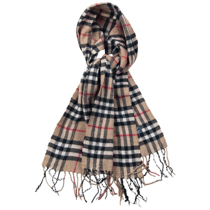 Vintage Burberry Nova Check Lambswool Tassel Scarf