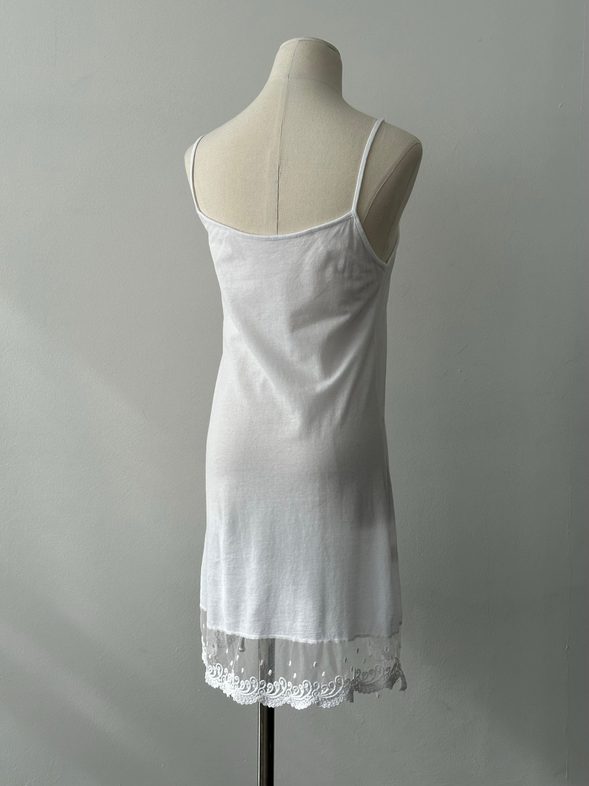 Italian Vintage 1990s Cotton Lace Slip Dress - S-M