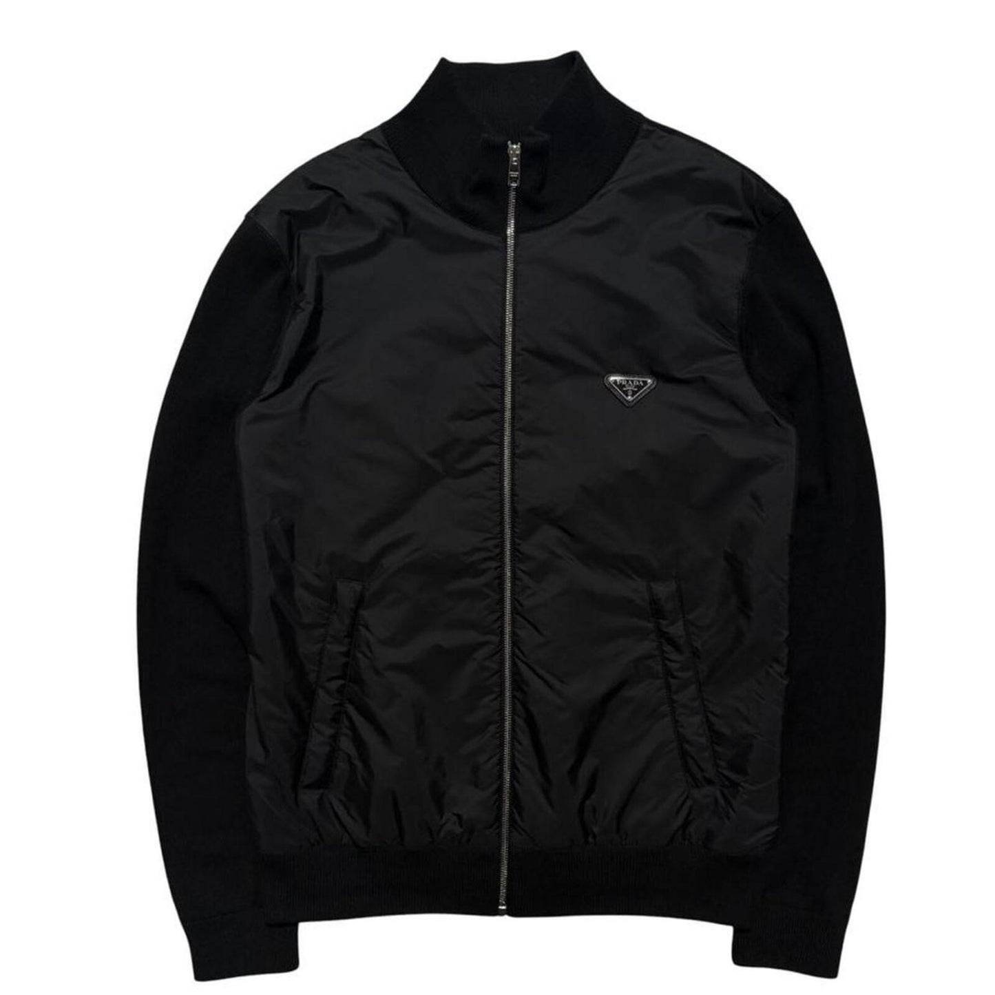 Prada Re-Nylon Wool Zip Up | Large, Black