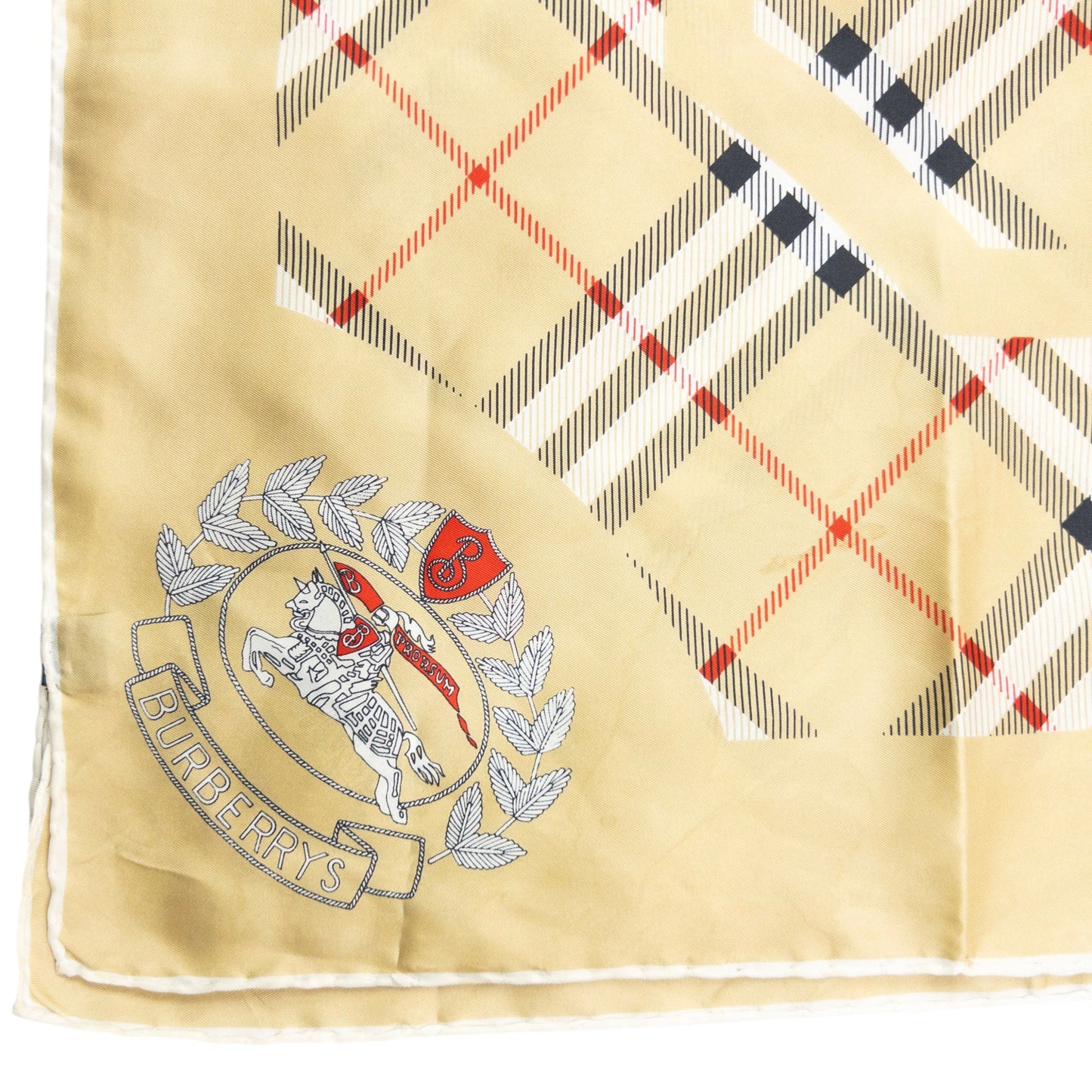 Vintage 90s Burberry Nova Check Silk Scarf | O/S, Beige