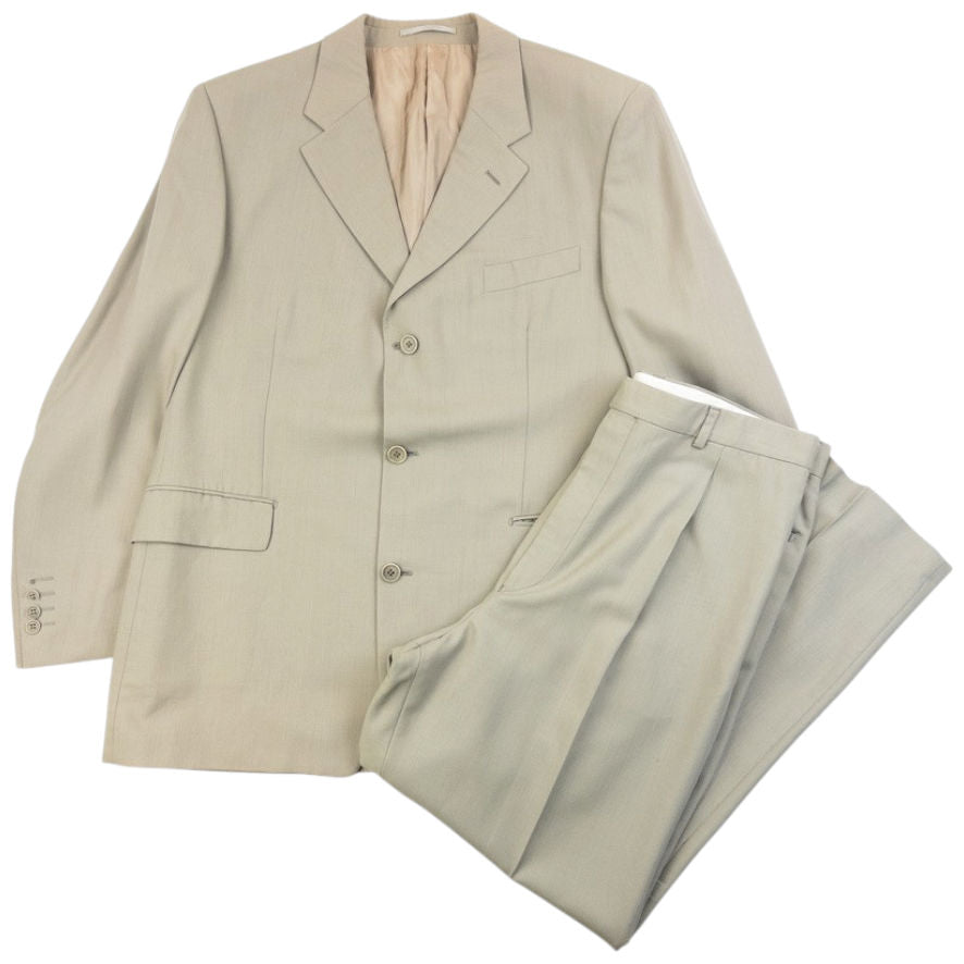 Vintage 90s YSL Yves Saint Laurent Jacket & Trousers Suit Set Size L | Large, Beige