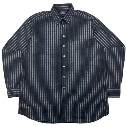 Vintage Burberry Text Stripe Long Sleeve Button Up Shirt Size L