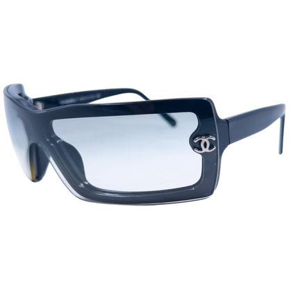 Vintage 2000s Chanel Shield Sunglasses | O/S, Black