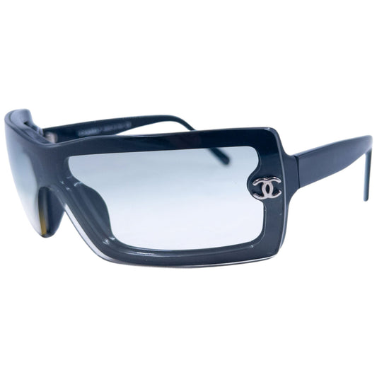 Vintage 2000s Chanel Shield Sunglasses | O/S, Black
