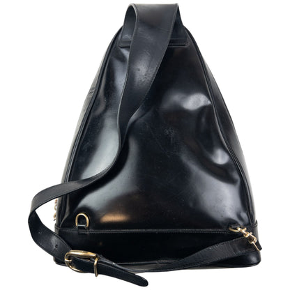 Vintage 80s Gucci Leather And Bamboo Sling Bag | O/S, Black