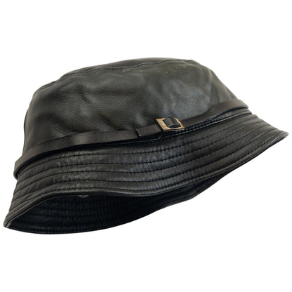 Vintage 2000s Gucci Leather Bucket Hat Size M | O/S, Black