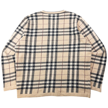 Vintage 2000s Burberry Nova Check Wool Jumper Size XL | XL, Beige