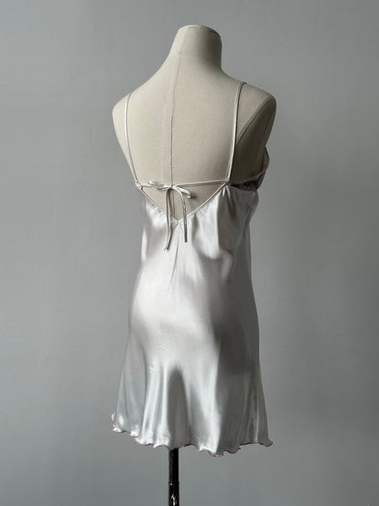 Vintage 2000s Satin Floral Lace Mini Slip Dress - XS