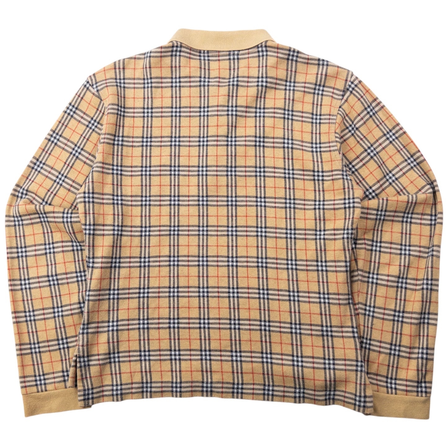 Vintage 90s Burberry Nova Check Long Sleeve Polo Shirt Womens Size S | Small, Beige