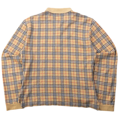 Vintage 90s Burberry Nova Check Long Sleeve Polo Shirt Womens Size S | Small, Beige