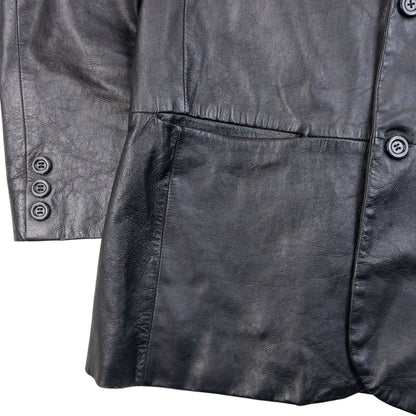 Vintage Hugo Boss Button Up Leather Jacket Size M | Medium, Black
