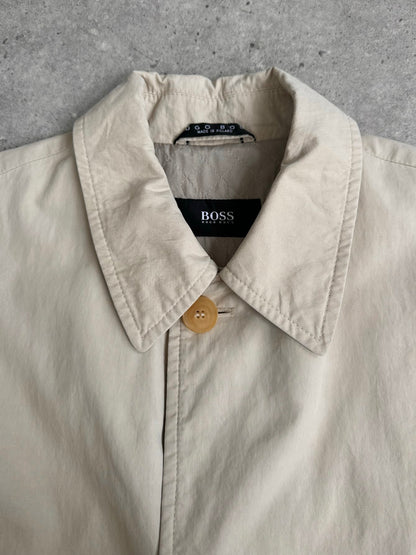 Hugo Boss 2000s Cotton Concealed Placket Trench - L