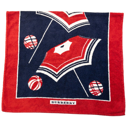 Vintage 2000s Burberry Ball & Umbrella Print Beach Towel | O/S, Blue