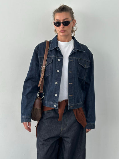 DKNY 2000s Pure Cotton Boxy Denim Jacket - L