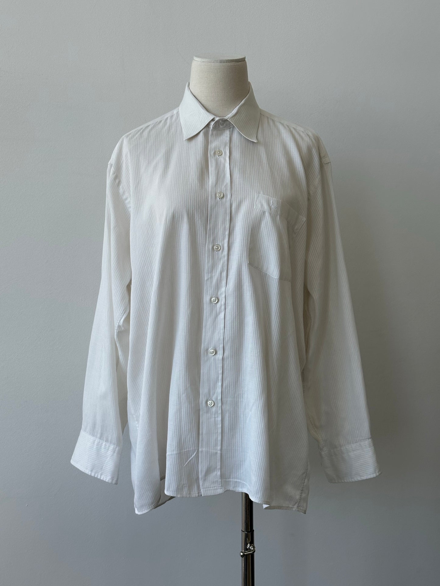 Christian Dior 1990s Cotton Striped Logo Shirt - L