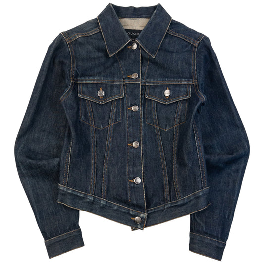 Vintage 2000s Gucci By Tom Ford Button Up Denim Jacket Womens Size S | Small, Navy
