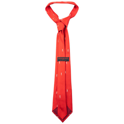Vintage 80s YSL Yves Saint Laurent Monogram Silk Tie | O/S, Red