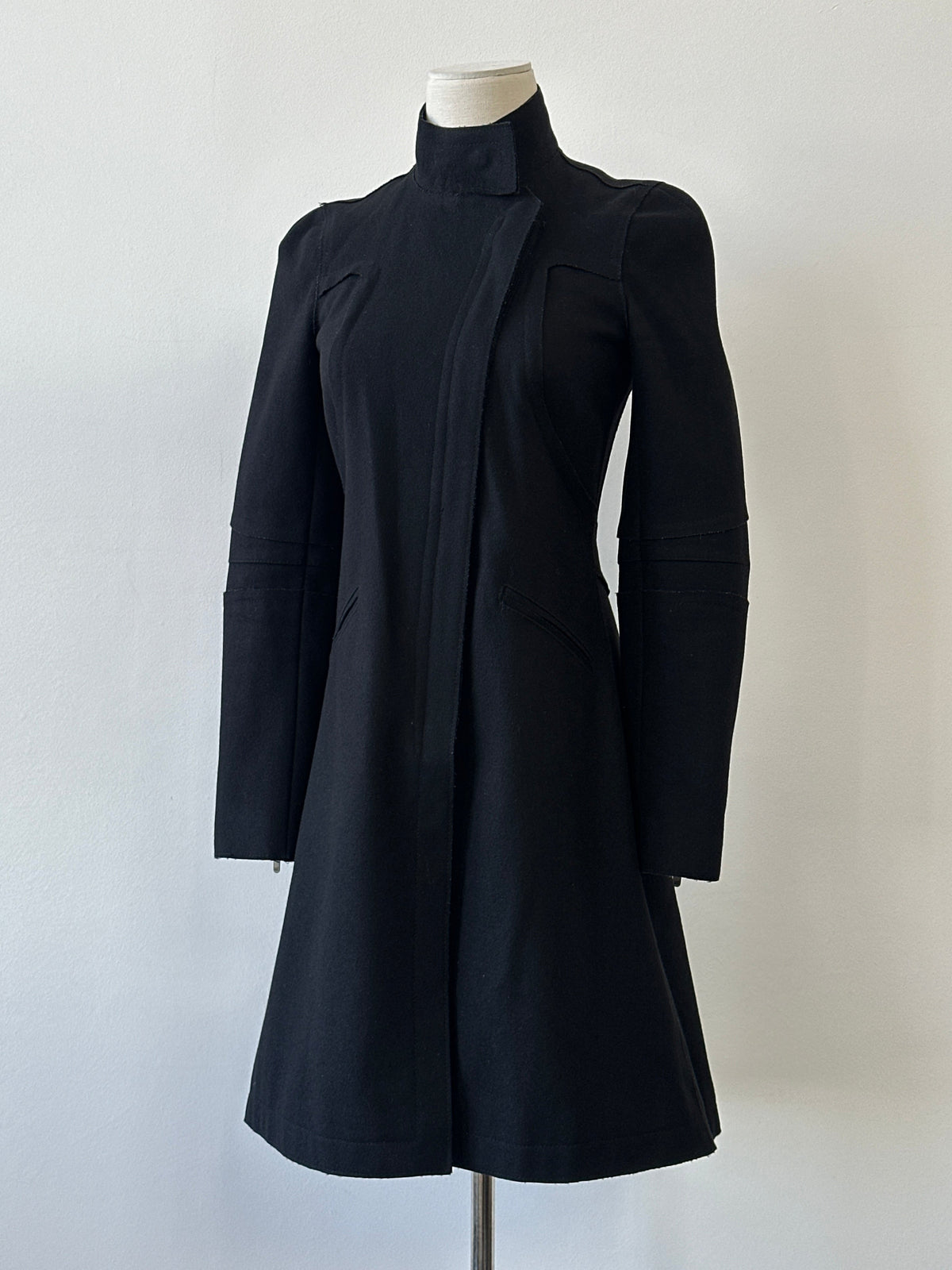 Armani Exchange 2000s Wool Funnel Neck Fitted Coat - XS