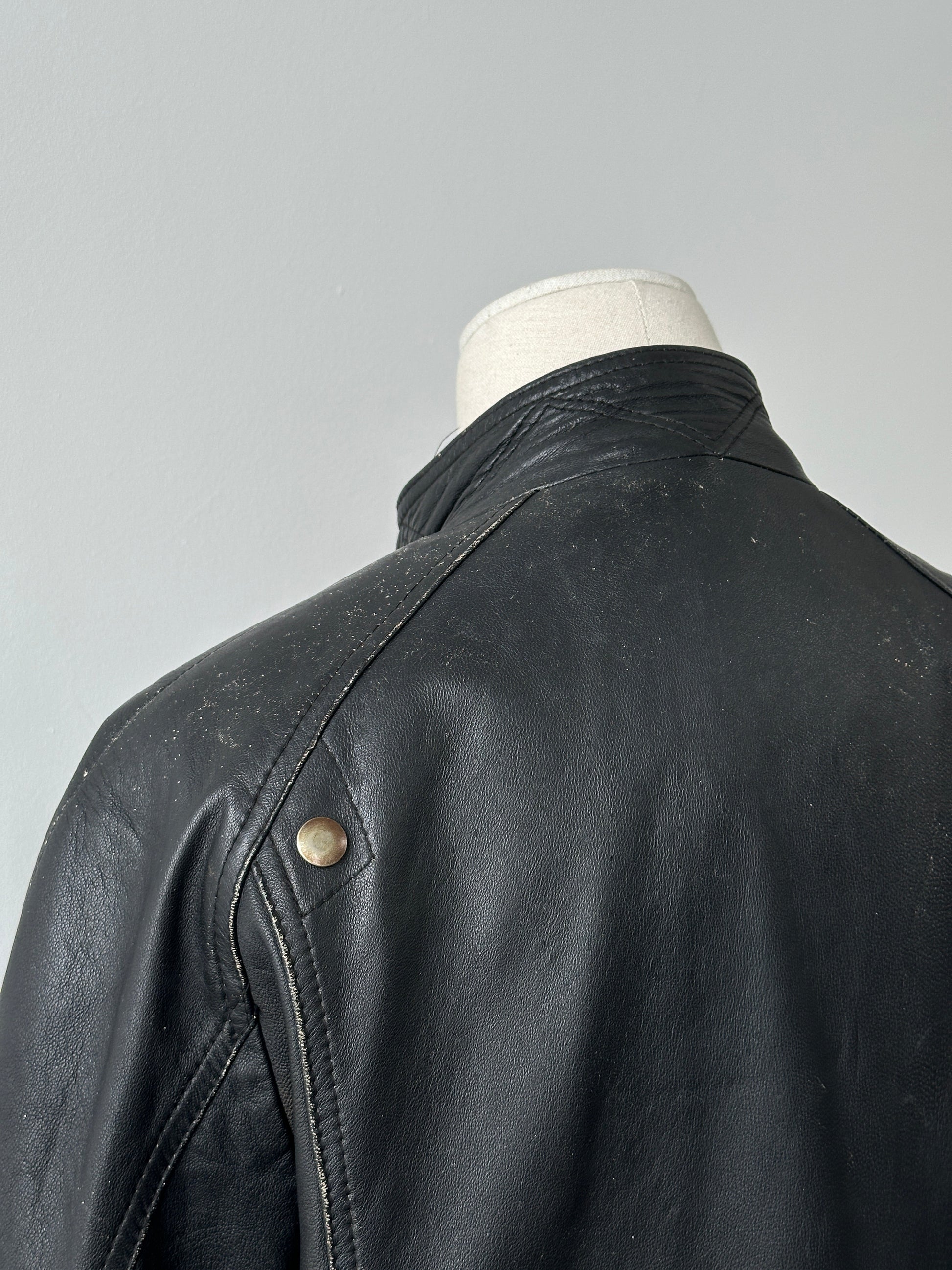 Vintage 1990s Double Breasted Leather Jacket - M