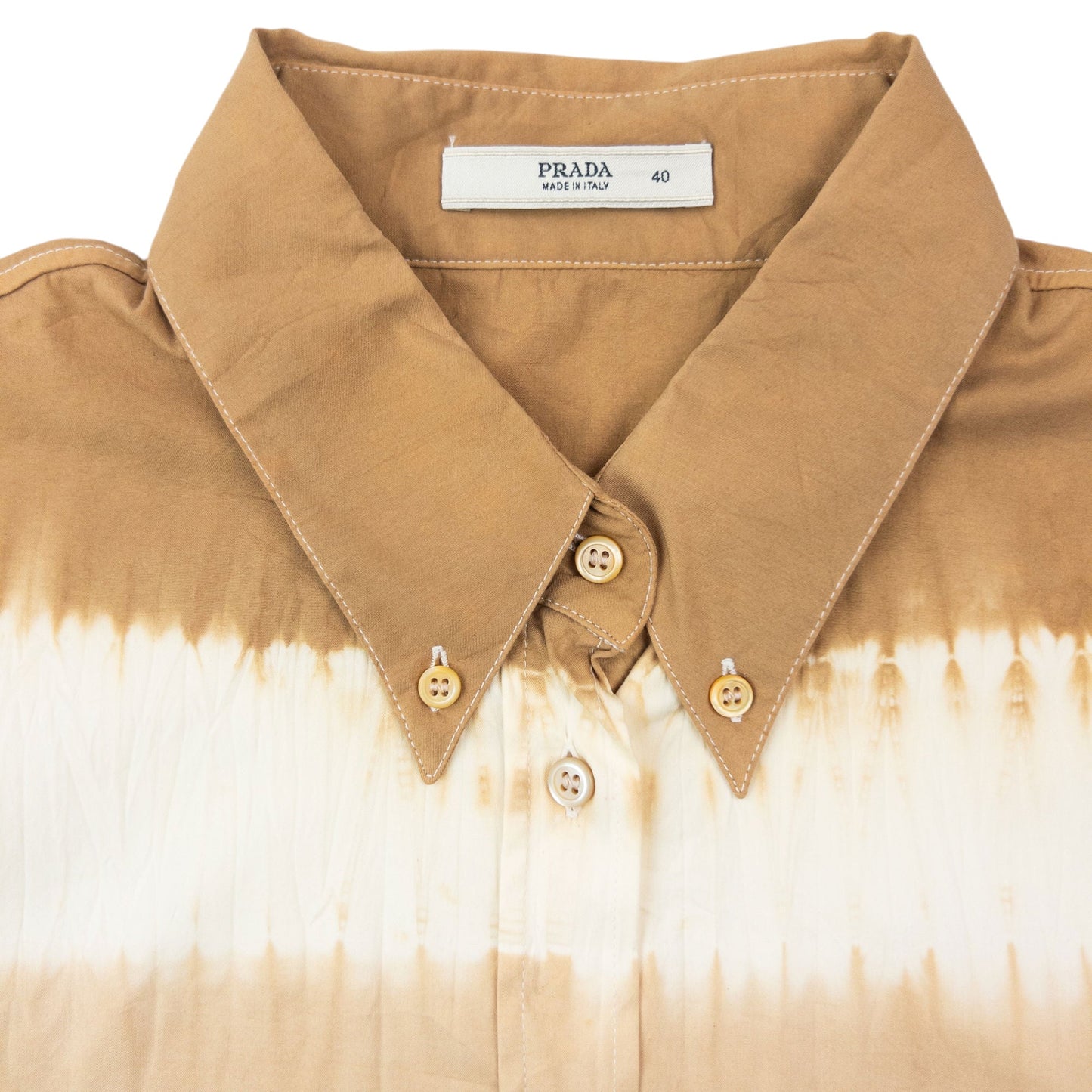 Vintage 2000s Prada Tie Dye Long Sleeve Button Up Shirt Womens Size M | Medium, Beige