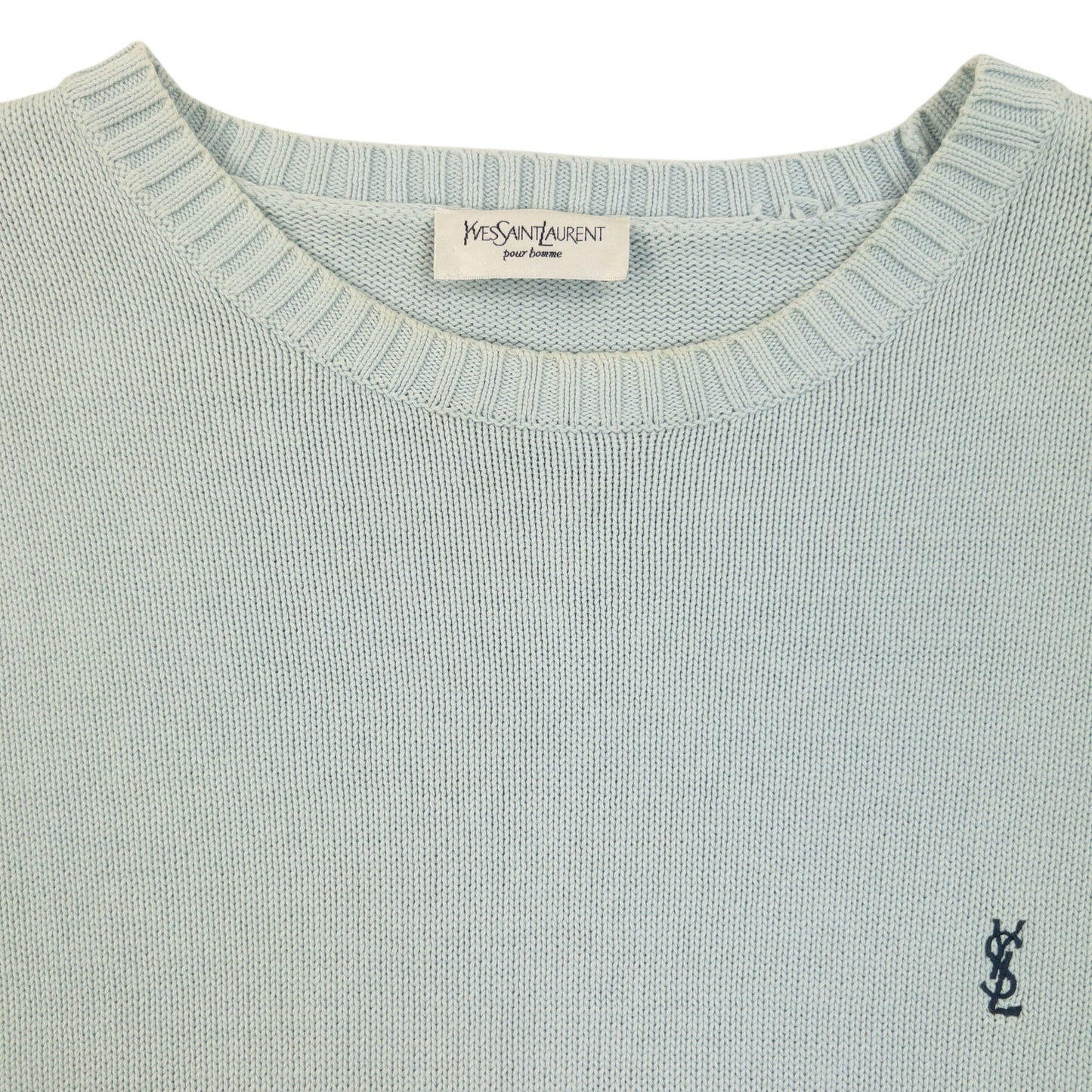 Vintage 2000s YSL Yves Saint Laurent Knit Jumper Size L | Large, Blue
