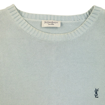 Vintage 2000s YSL Yves Saint Laurent Knit Jumper Size L | Large, Blue
