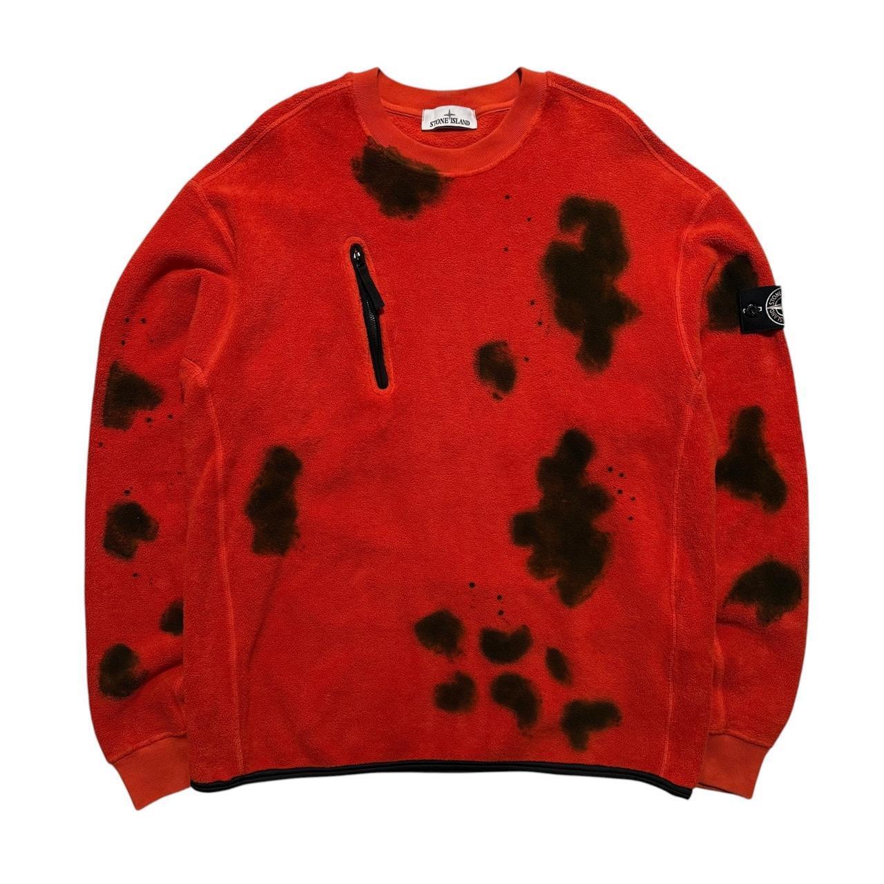Stone Island Hand Coloured Fleece Jumper | Large, Red