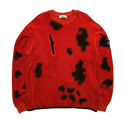 Stone Island Hand Coloured Fleece Jumper | Large, Red
