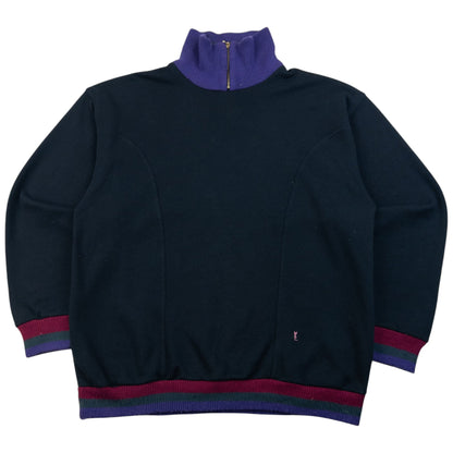 Vintage 80s YSL Yves Saint Laurent Q Zip Sweatshirt Size M | Medium, Black