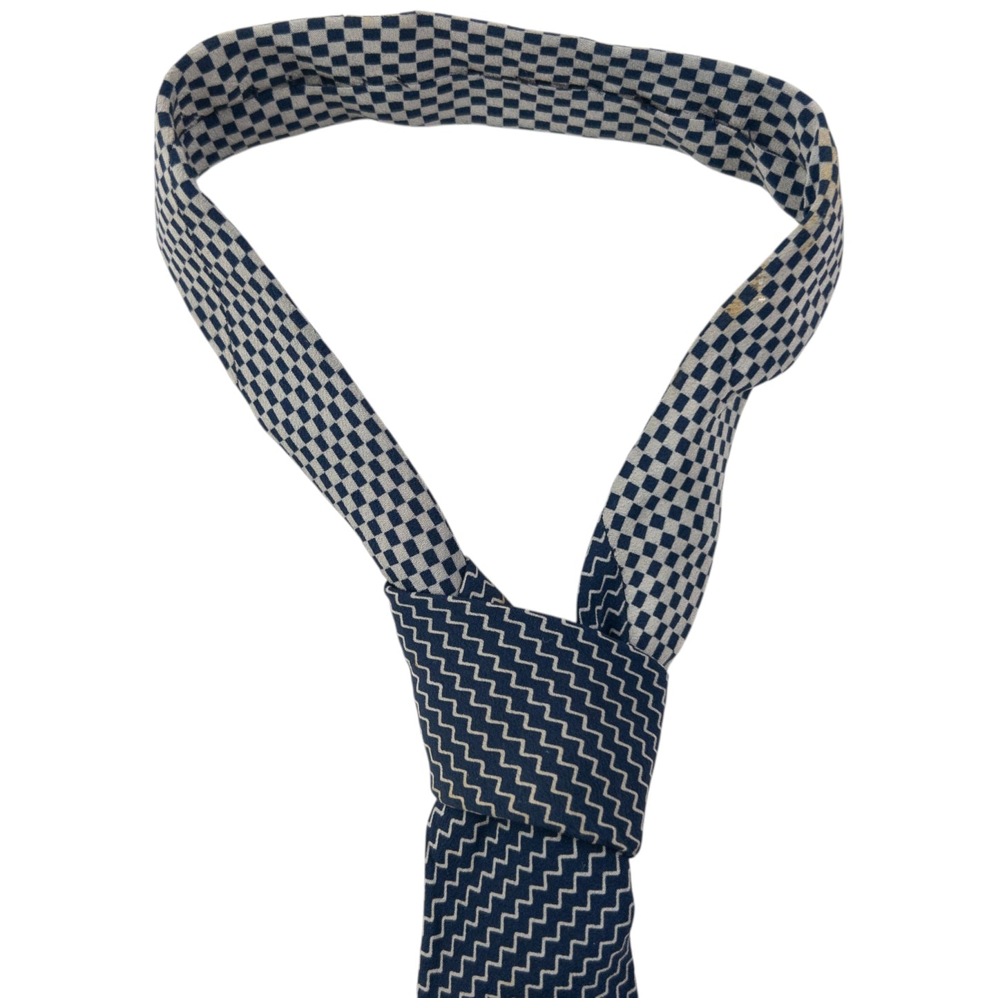Vintage 90s Issey Miyake Zig Zag Pattern Silk Tie | O/S, Grey