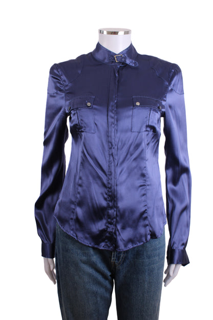 Belstaff L/S Buckle Collar Zip Shirt Navy M | Medium, Navy