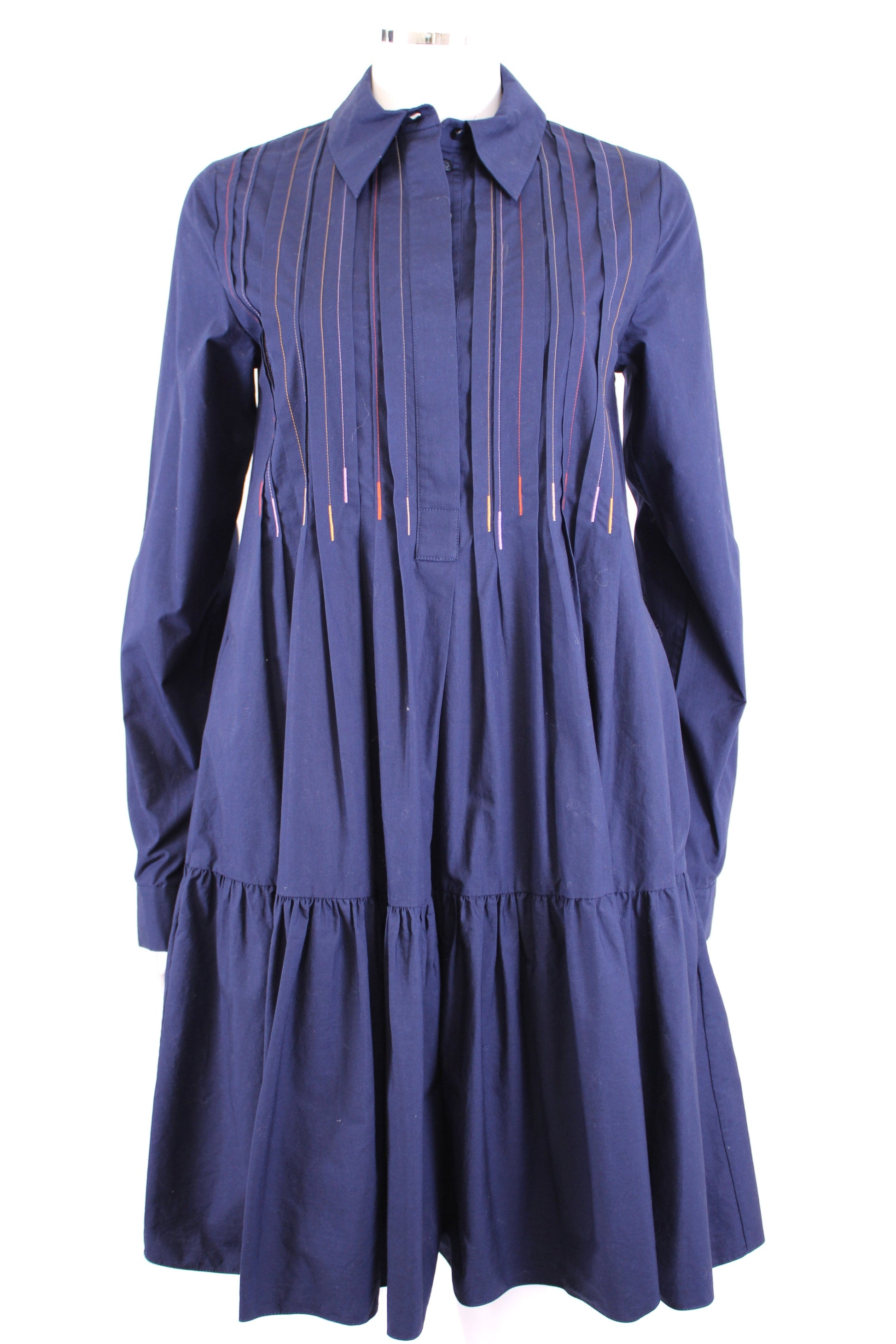 Roksanda L/S Shirt Tunic Dress Navy 6 | XS, Navy