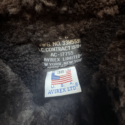 Avirex B-3 Sheepskin Aviator Flight Jacket - M | Medium, Black