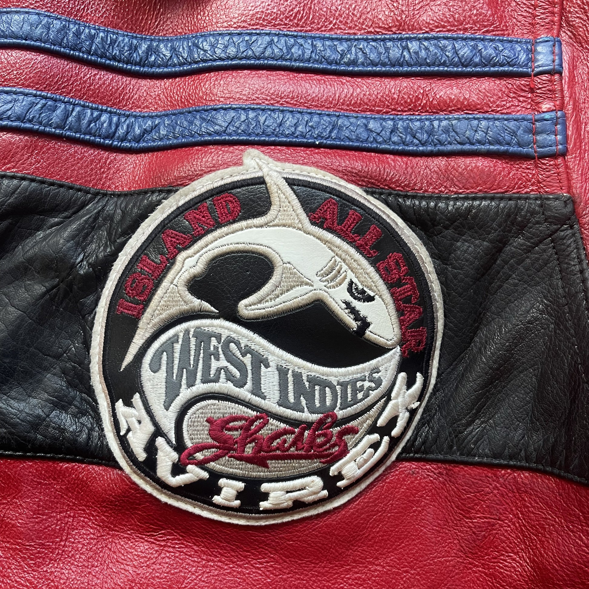 Avirex 'West Indies Sharks' Leather Varsity Jacket - XL | XL, Red