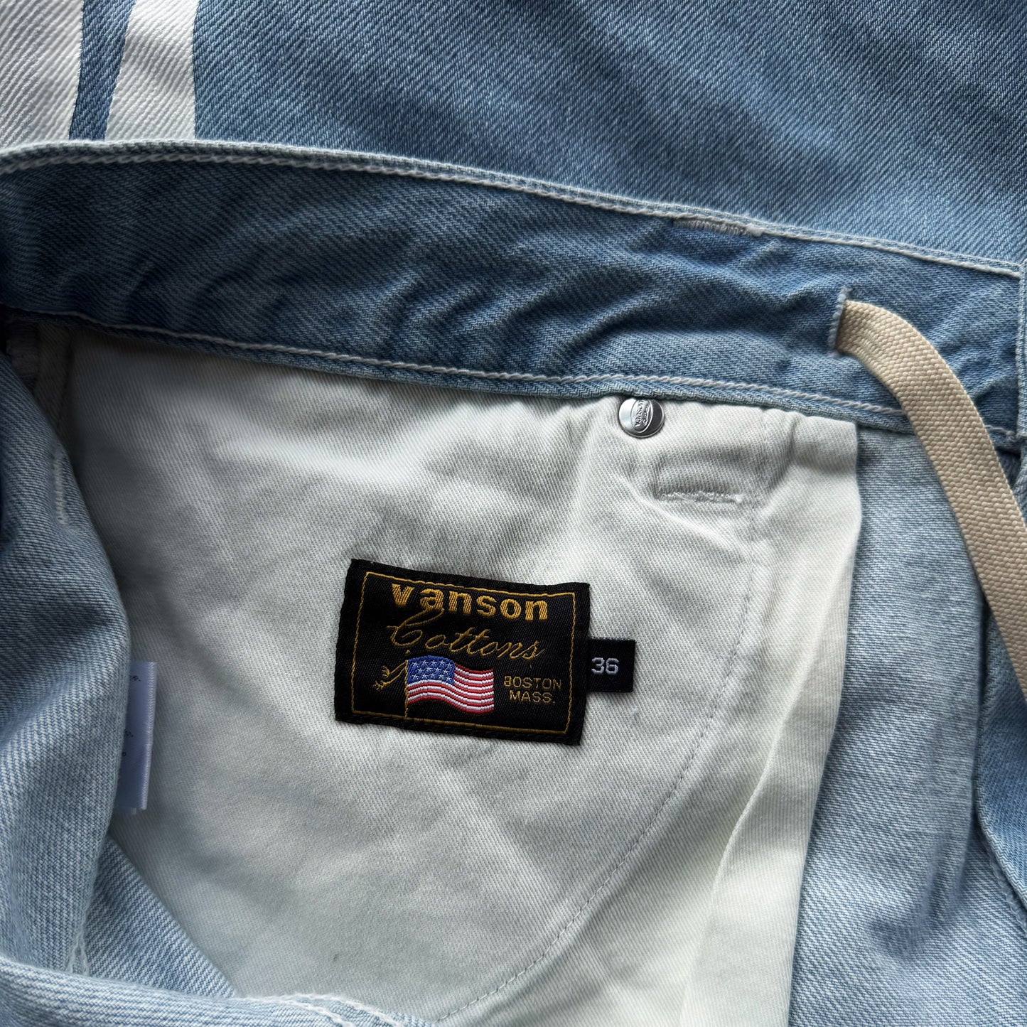 Vanson Leathers Bone Denim Shorts - W36" | W36, Light Blue