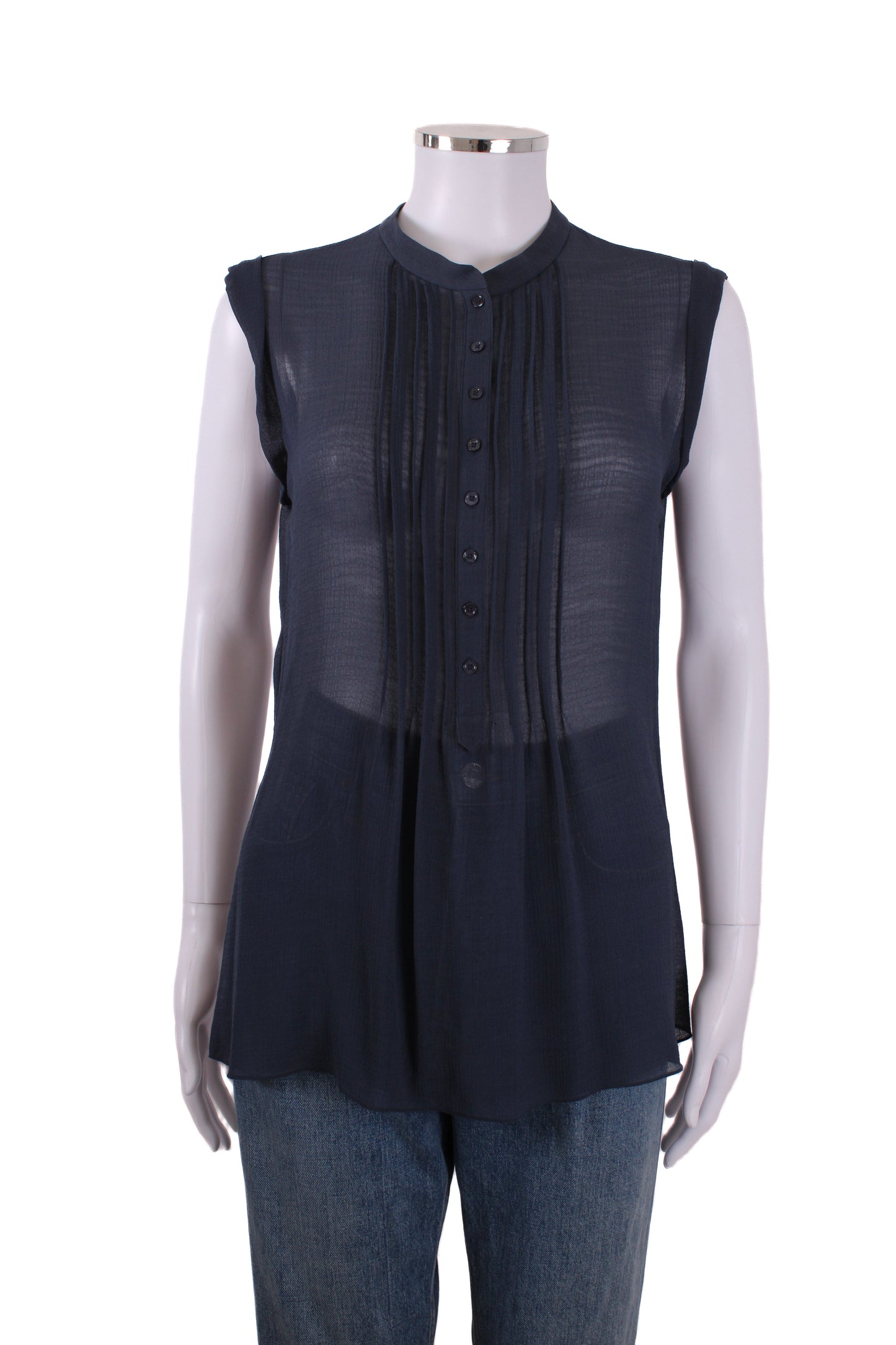 Joseph S/S Sheer Blouse Navy 12 | O/S, Navy