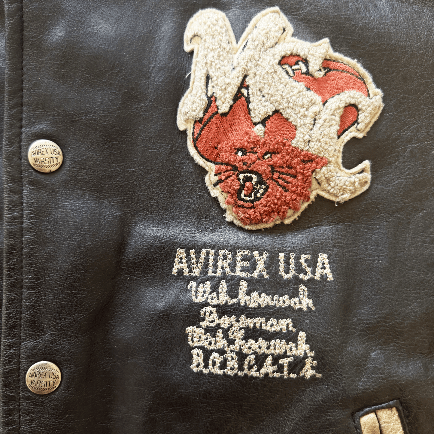 Avirex Bobcats Leather Varsity Jacket - S | Small, Tan