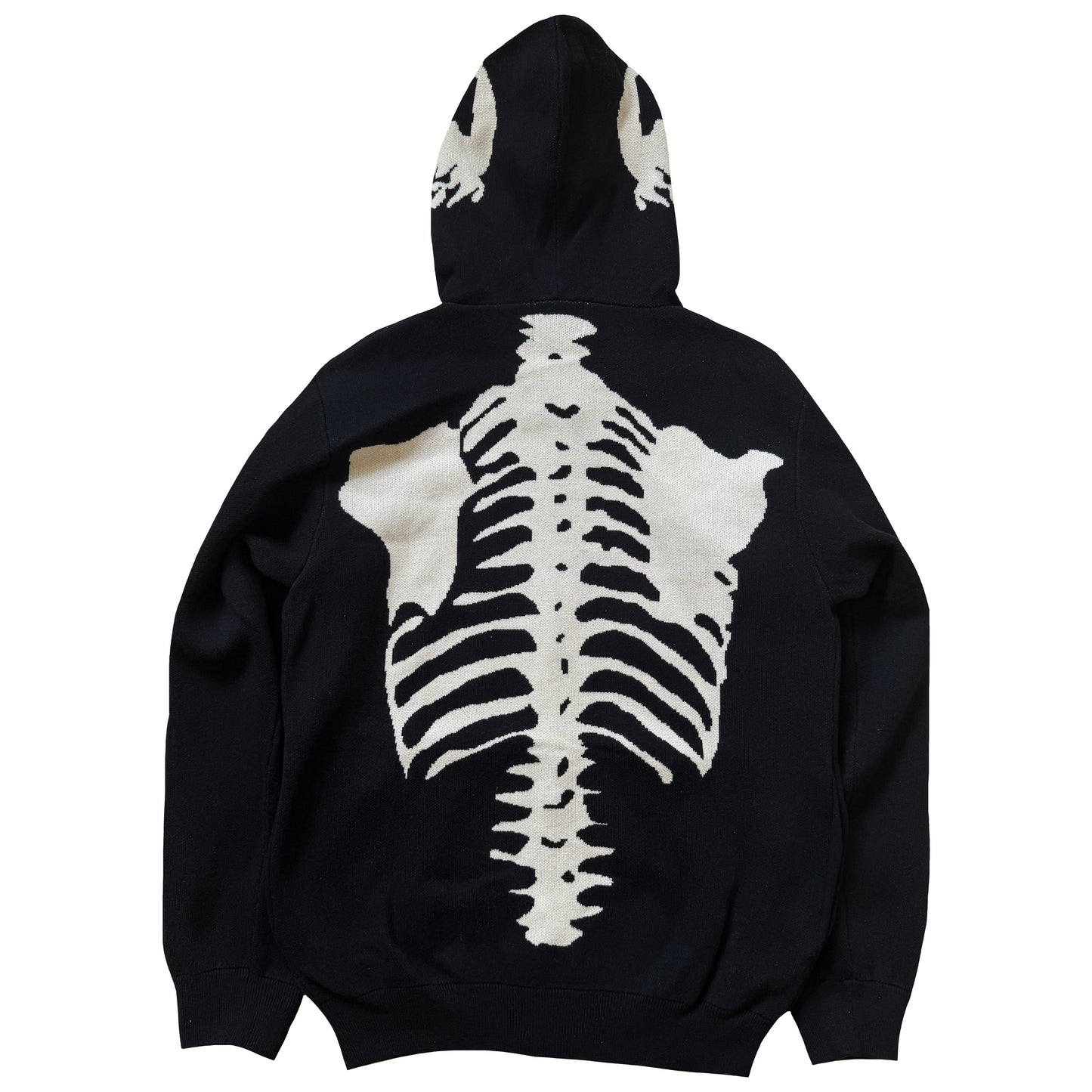 Vanson Leathers 14G Knitted Skeleton Hoodie - M | Medium, Black and White