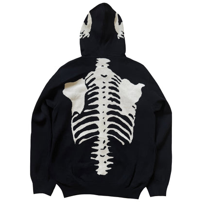 Vanson Leathers 14G Knitted Skeleton Hoodie - M | Medium, Black and White