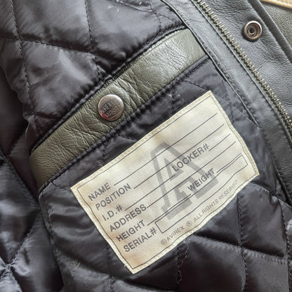Avirex Wild Bears Leather Varsity Jacket - XXL | XXL, Khaki