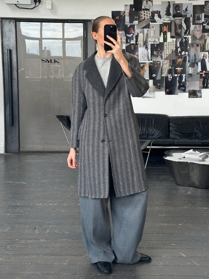 Marina Rinaldi 1990s Pure Wool Double Faced Single Breasted Coat – S