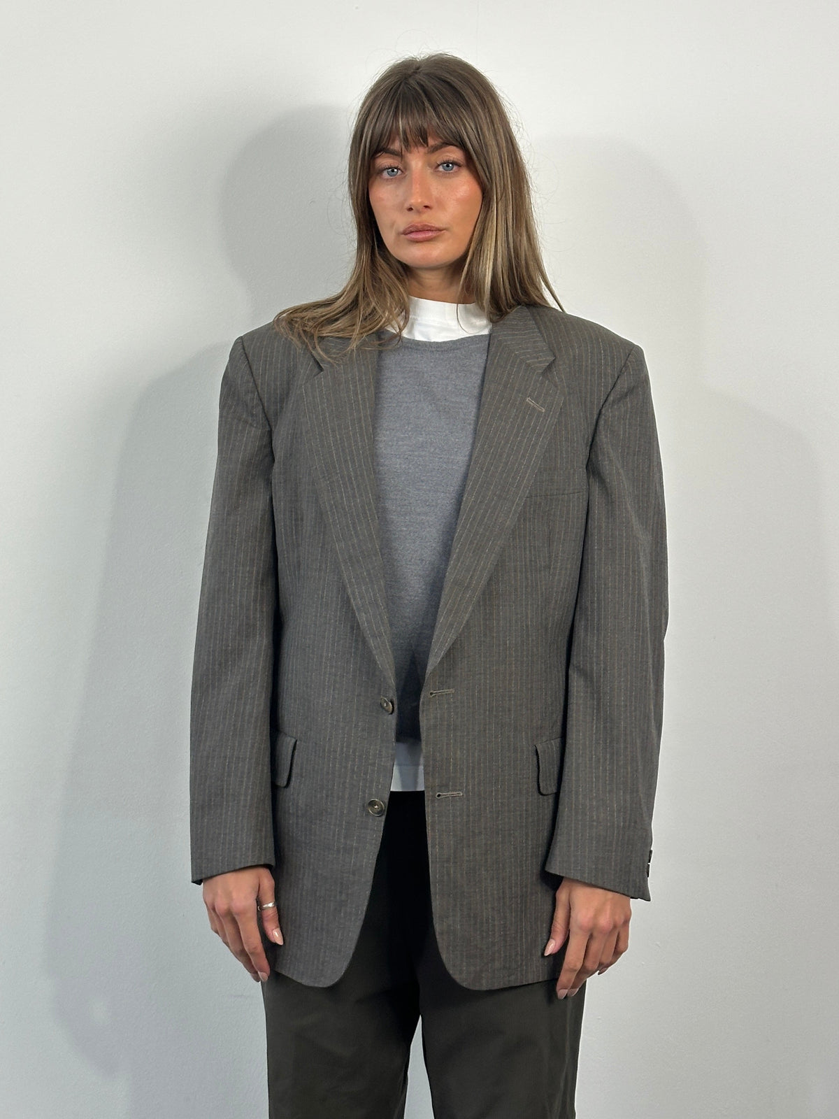 Christian Dior Monsieur 1990s striped single-breasted blazer, size 40R/L, tailored men's blazer with classic style and fine details.
