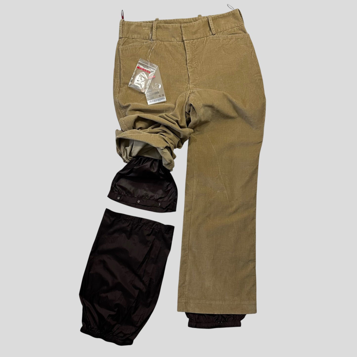 Prada Sport 00’s 2 in 1 Corduroy Double Layered Ski Trousers - L | DEFAULT TITLE, Red
